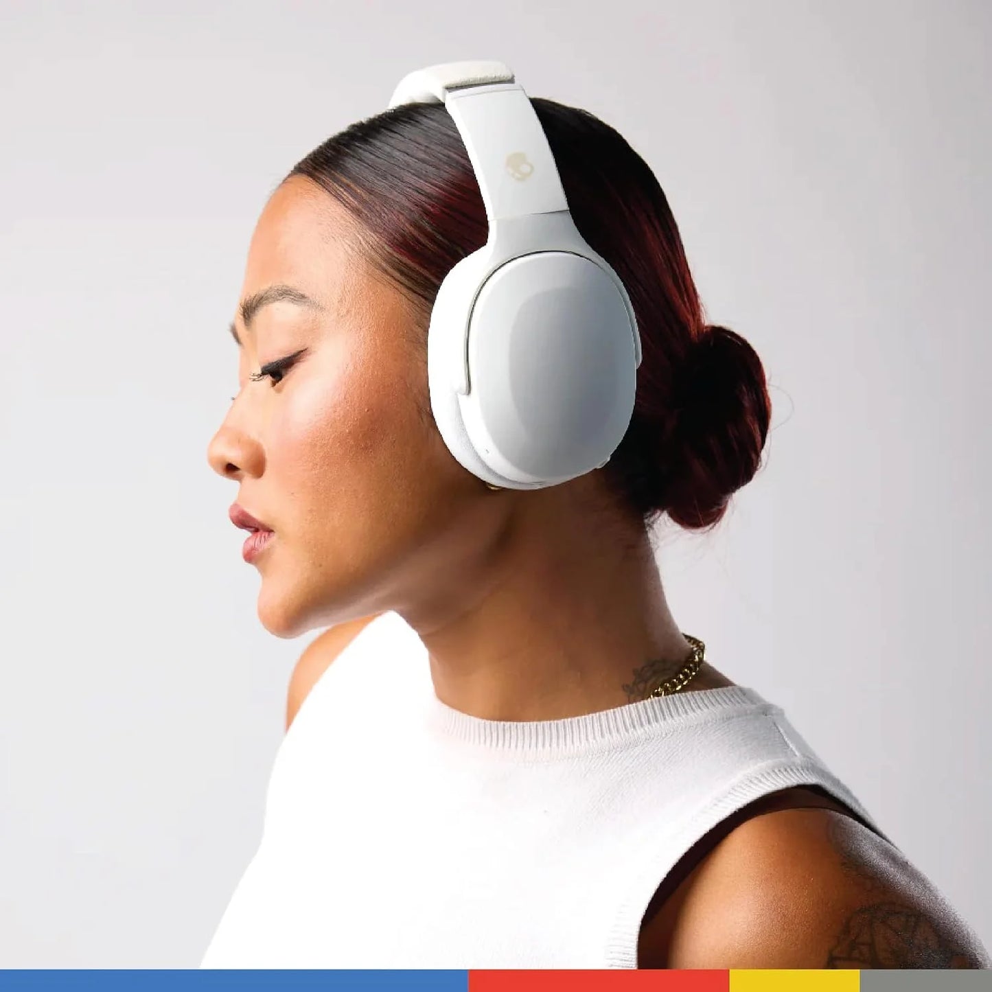 Skullcandy Crusher Evo Wireless Bluetooth Headphones with Extra USB-C Charging Cable, Multi-Sensory Bass, Noise Isolating Over-Ear Fit, 40 Hours Battery, Microphone for iPhone Android - Bone