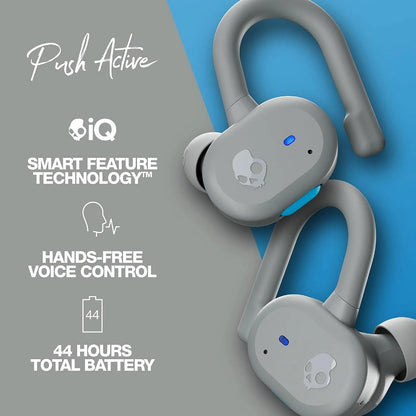 Skullcandy Push Active True Wireless in-Ear Bluetooth Earbud, Use with iPhone and Android with Charging Case and Mic, Great for Gym, Sports, and Gaming, IP55 Water, Dust Resistant - Grey/Blue