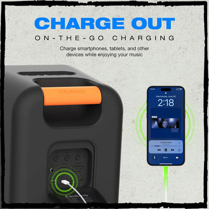 Skullcandy Stomp XL Bluetooth Speaker – IPX7 Waterproof Wireless Portable Speaker, with LED Lightshow & Strobe Modes, 12 Hour Battery, Multi-Link, & USB-C & USB-A Output Charging (Stomp XL, Black)