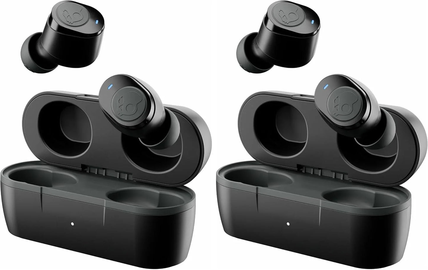 Skullcandy Jib True 2 Wireless Earbuds,Bluetooth Headphones,Up to 33 Hours Battery with Charging Case,Noise Isolating Fit,Sweat and Water Resistant,Microphone for iPhone Android-True Black,(Pack of 2)