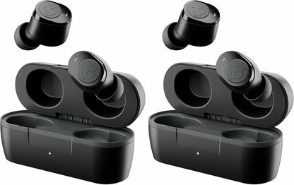 Skullcandy Jib True 2 Wireless Earbuds,Bluetooth Headphones,Up to 33 Hours Battery with Charging Case,Noise Isolating Fit,Sweat and Water Resistant,Microphone for iPhone Android-True Black,(Pack of 2)