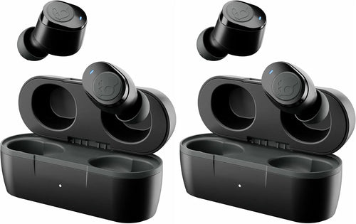 Skullcandy Jib True 2 Wireless Earbuds,Bluetooth Headphones,Up to 33 Hours Battery with Charging Case,Noise Isolating Fit,Sweat and Water Resistant,Microphone for iPhone Android-True Black,(Pack of 2)