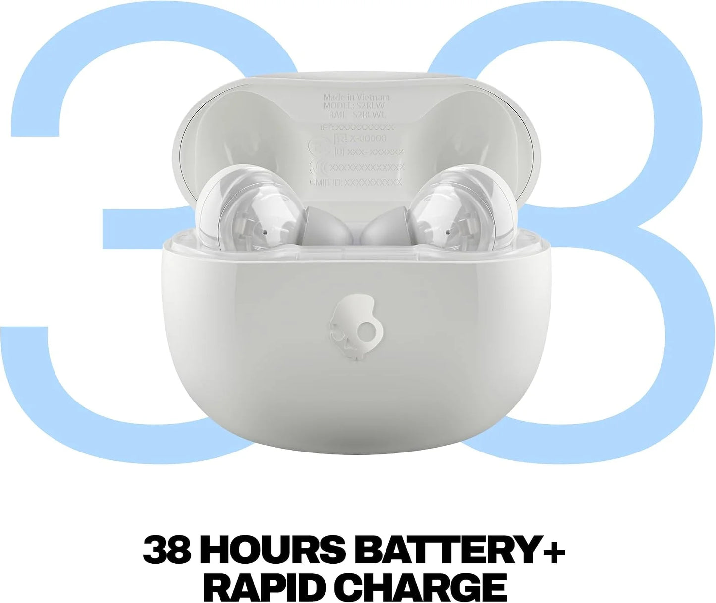 Skullcandy Rail ANC Active Noise Cancelling Wireless Earbuds - Bone/Orange