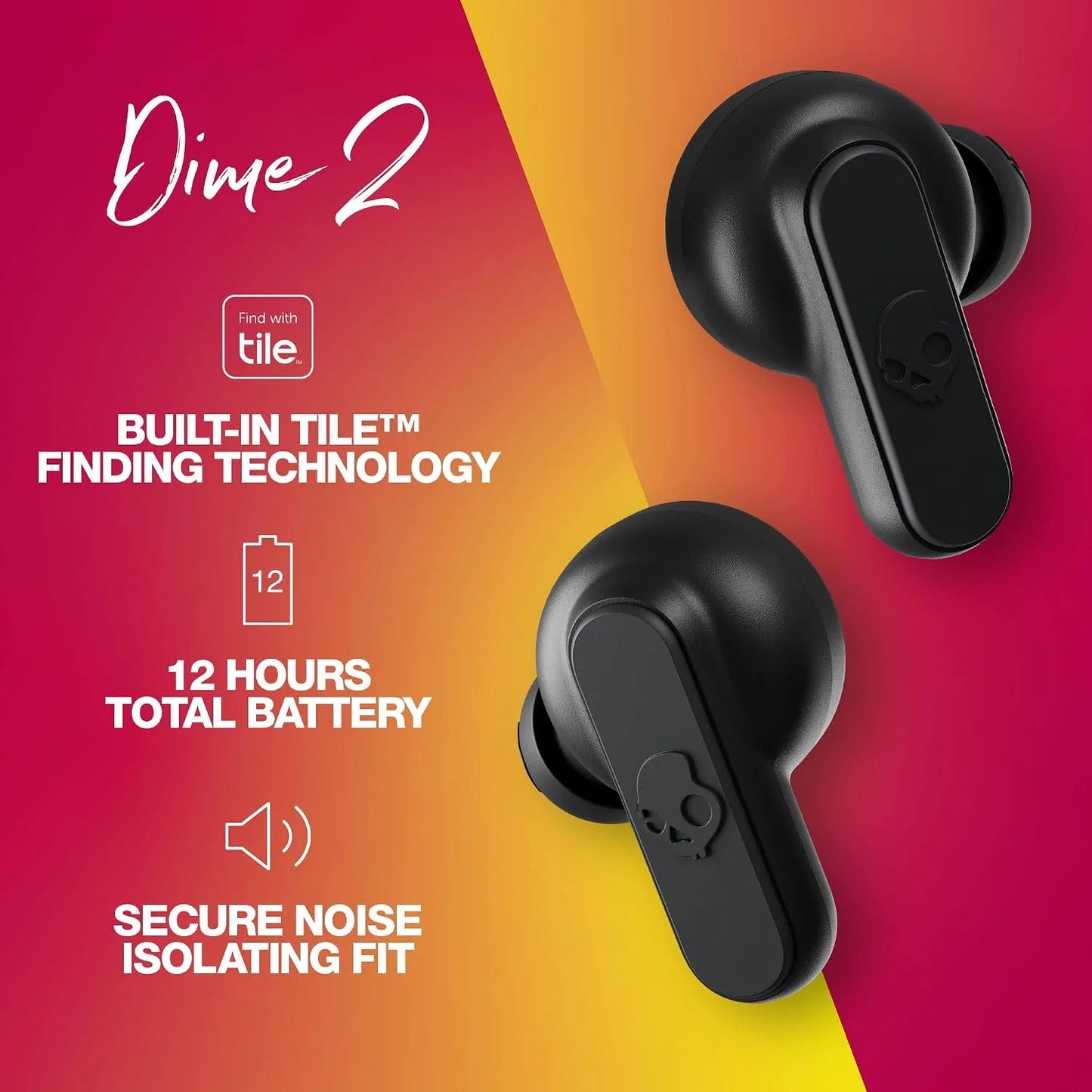 Skullcandy Dime 2 Wireless In-Ear Bluetooth Earbuds - True Black