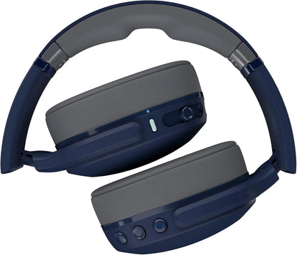 Skullcandy Crusher Evo Wireless Bluetooth Headphones Blue/Grey, Multi-Sensory Bass, 40Hr Wireless, Noise Isolating Over-Ear, Mic for iPhone/Android, Extra 3ft USB-C to USB-C Charging Cable