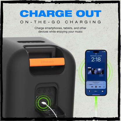 Skullcandy Stomp Bluetooth Speaker – IPX7 Waterproof Wireless Portable Speaker, with LED Lightshow & Strobe Modes, 12 Hour Battery, Multi-Link, & USB-C & USB-A Output Charging (Stomp XXL, Black)