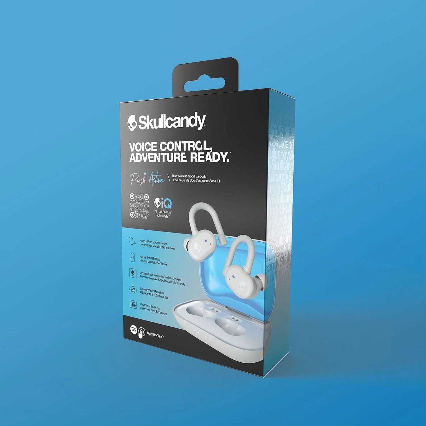 Skullcandy Push Active True Wireless in-Ear Bluetooth Earbud, Use with iPhone and Android with Charging Case and Mic, Great for Gym, Sports, and Gaming, IP55 Water, Dust Resistant - Grey/Blue