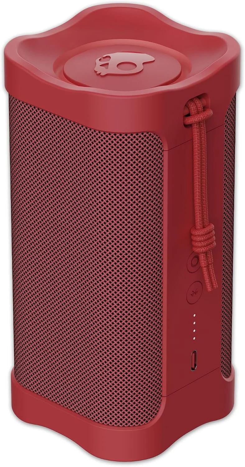 Skullcandy Wireless Bluetooth Speaker - IPX7 Waterproof Portable Terrain Speaker with Dual Custom Passive Radiators, 14 Hour Battery, Nylon Wrist Wrap, & True Wireless Stereo (Red)