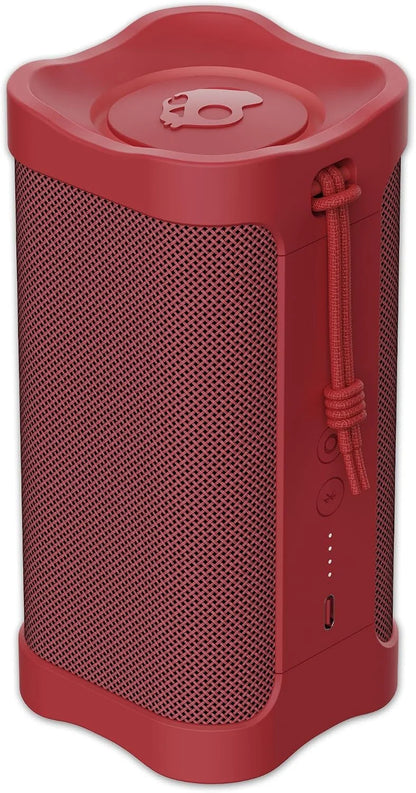 Skullcandy Wireless Bluetooth Speaker - IPX7 Waterproof Portable Terrain Speaker with Dual Custom Passive Radiators, 14 Hour Battery, Nylon Wrist Wrap, & True Wireless Stereo (Red)