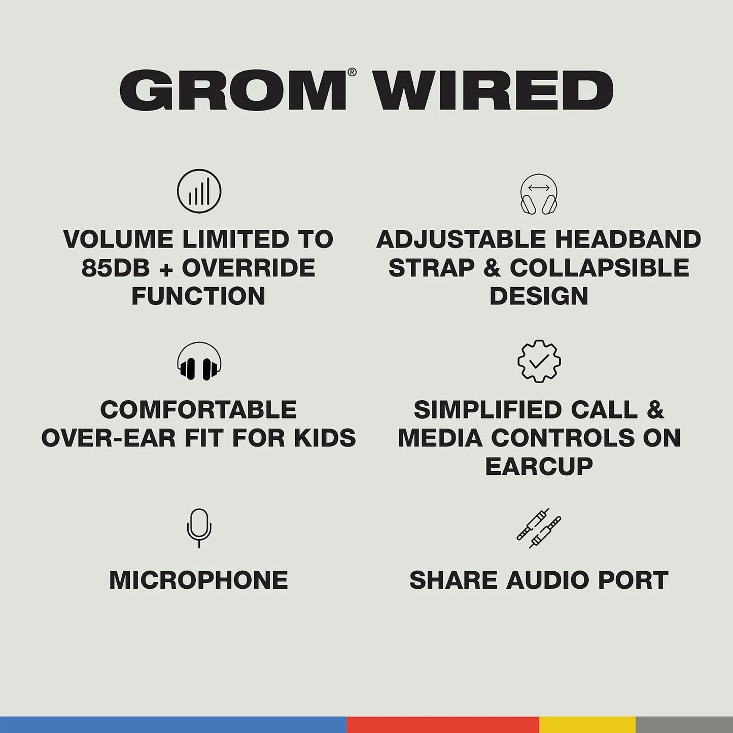 Skullcandy Grom Wired Over-Ear Volume-Limiting Audio Headphones - Surf Blue