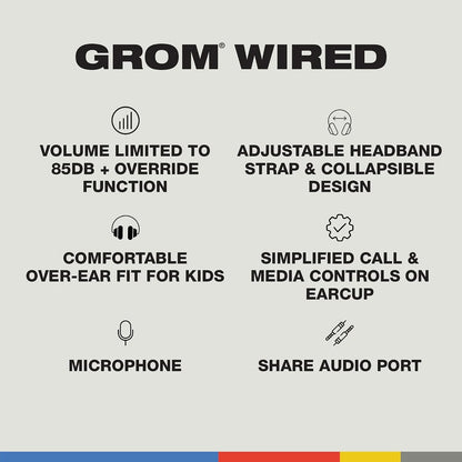 Skullcandy Grom Wired Over-Ear Volume-Limiting Audio Headphones - Surf Blue