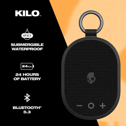 Skullcandy XT Wireless Bluetooth Speaker - IPX7 Waterproof Portable Speaker with Dual Custom Passive Radiators, Nylon Wrist Wrap, & True Wireless Stereo (Kilo XT, Black)