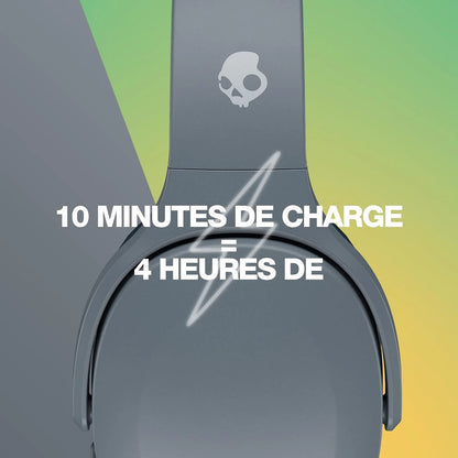 Skullcandy Crusher Evo Wireless Bluetooth Headphones with Extra USB-C Charging Cable, Multi-Sensory Bass, Noise Isolating Over-Ear Fit, 40 Hours Battery, Microphone for iPhone Android - Chill Grey