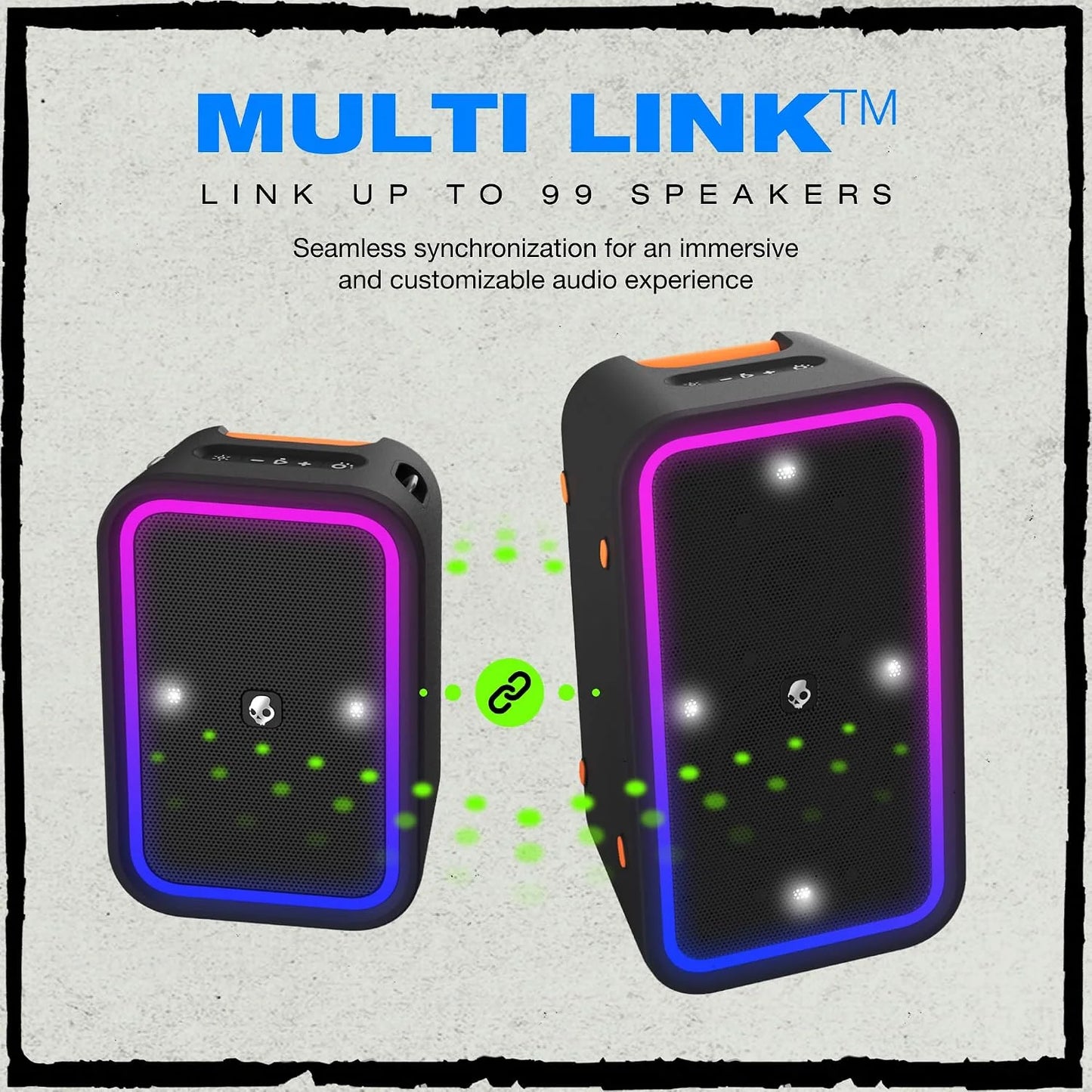 Skullcandy Stomp XL Bluetooth Speaker – IPX7 Waterproof Wireless Portable Speaker, with LED Lightshow & Strobe Modes, 12 Hour Battery, Multi-Link, & USB-C & USB-A Output Charging (Stomp XL, Black)