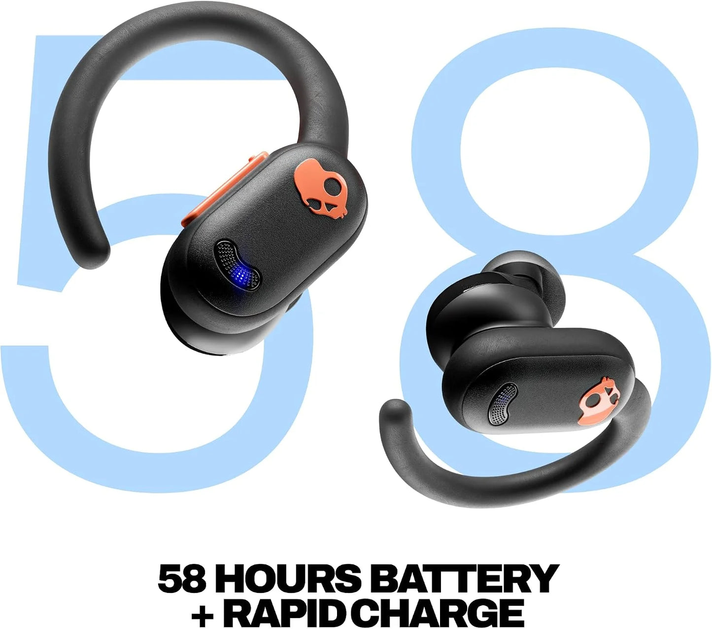 Skullcandy Push ANC Active Noise Cancelling Wireless Earbuds - Black/Orange