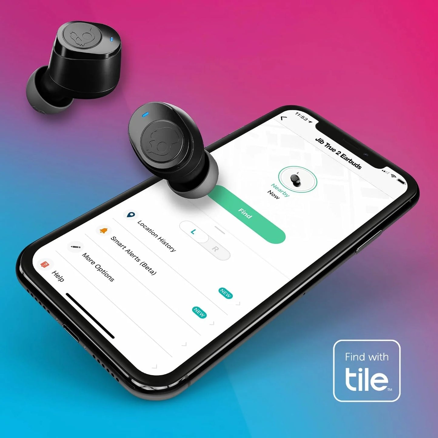 Skullcandy Jib True 2 Wireless Earbuds,Bluetooth Headphones,Up to 33 Hours Battery with Charging Case,Noise Isolating Fit,Sweat and Water Resistant,Microphone for iPhone Android-True Black,(Pack of 2)