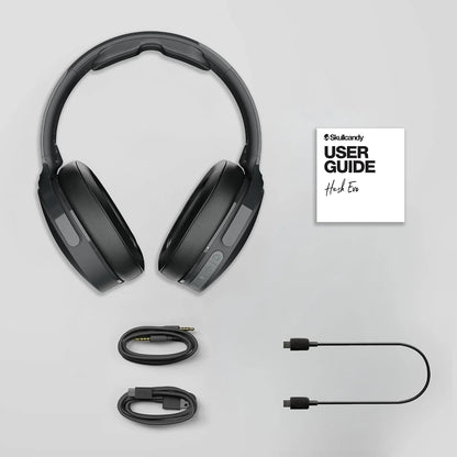 Skullcandy Hesh Evo Wireless Over-Ear Bluetooth Headphones with Extra USB-C Charging Cable, Noise Isolating, 36 Hours Battery, Foldable Lightweight Design, Microphone for iPhone Android - True Black