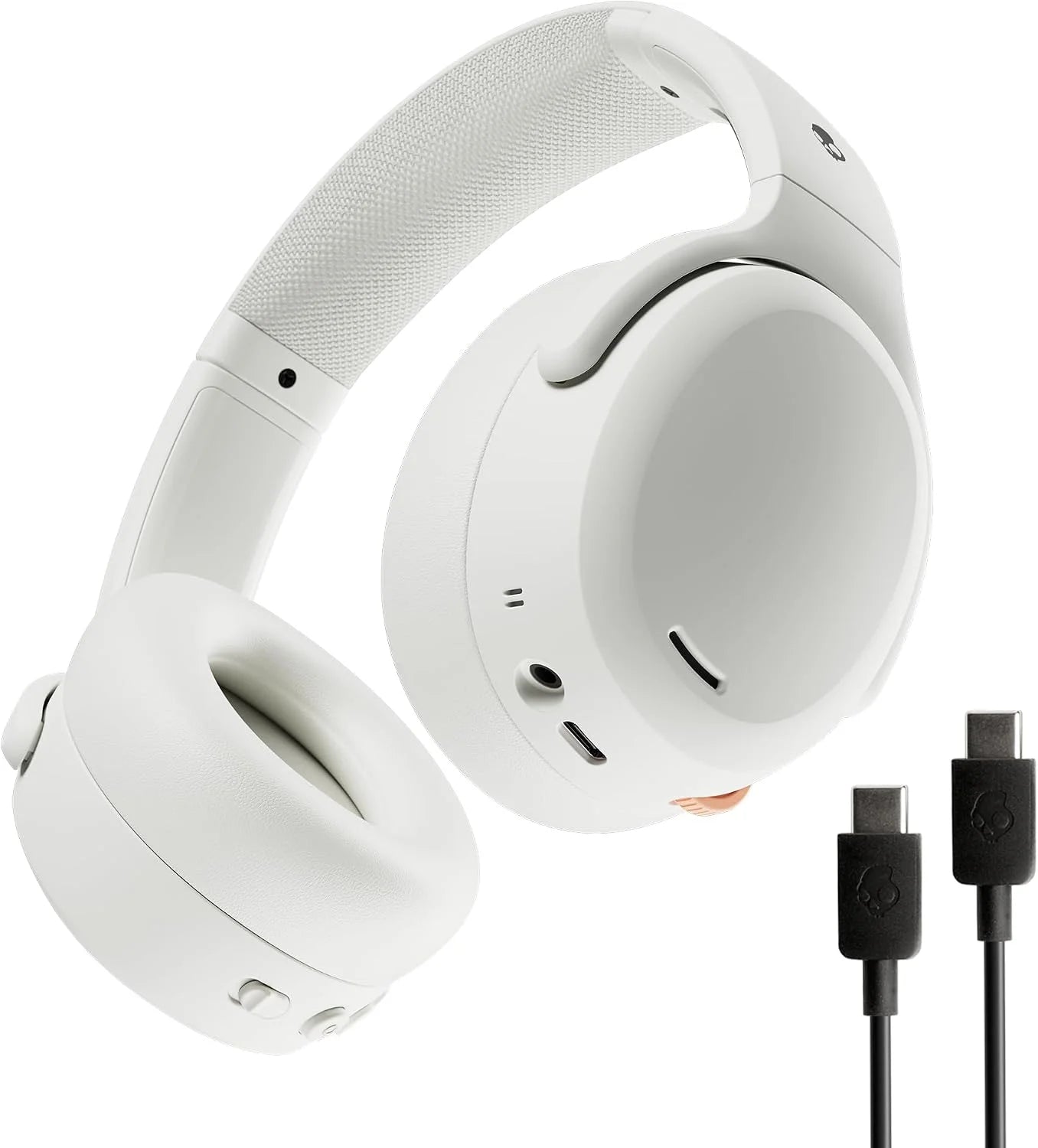 Skullcandy Crusher ANC 2 Wireless Over-Ear Bluetooth Headphones with Extra USB-C Charging Cable, Multi-Sensory Bass, Active Noise Cancelling, 60 Hours Battery, Microphone iPhone Android - Bone