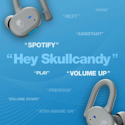 Skullcandy Push Active True Wireless in-Ear Bluetooth Earbud, Use with iPhone and Android with Charging Case and Mic, Great for Gym, Sports, and Gaming, IP55 Water, Dust Resistant - Grey/Blue