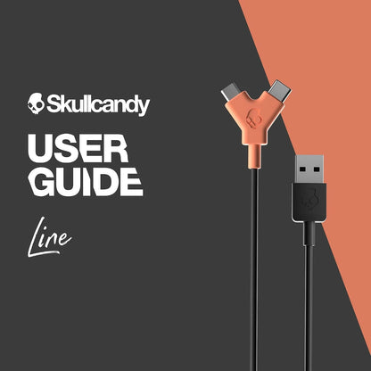 Skullcandy Line Duo USB Charger Cable, 12W USB A to Micro USB/USB C Dual Charger Cable for Samsung/Android Phones, Speakers, Headphones and Bluetooth Devices, 2ft - Black/Orange