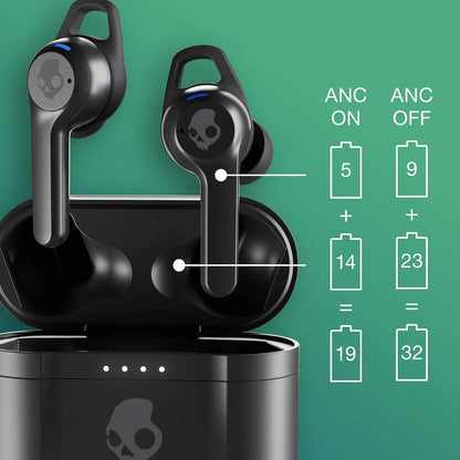 Skullcandy Indy ANC in-Ear Noise Canceling True Wireless Earbuds, 32 Hour Battery, Microphone, Works with iPhone Android and Bluetooth Devices - Black