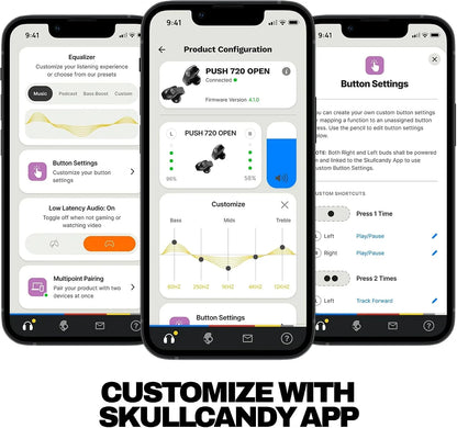 Skullcandy Push 720 Open Wireless Open-Ear Bluetooth Earbuds - Cement