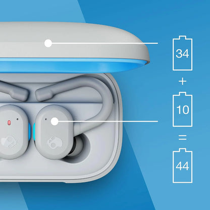 Skullcandy Push Active True Wireless in-Ear Bluetooth Earbud, Use with iPhone and Android with Charging Case and Mic, Great for Gym, Sports, and Gaming, IP55 Water, Dust Resistant - Grey/Blue