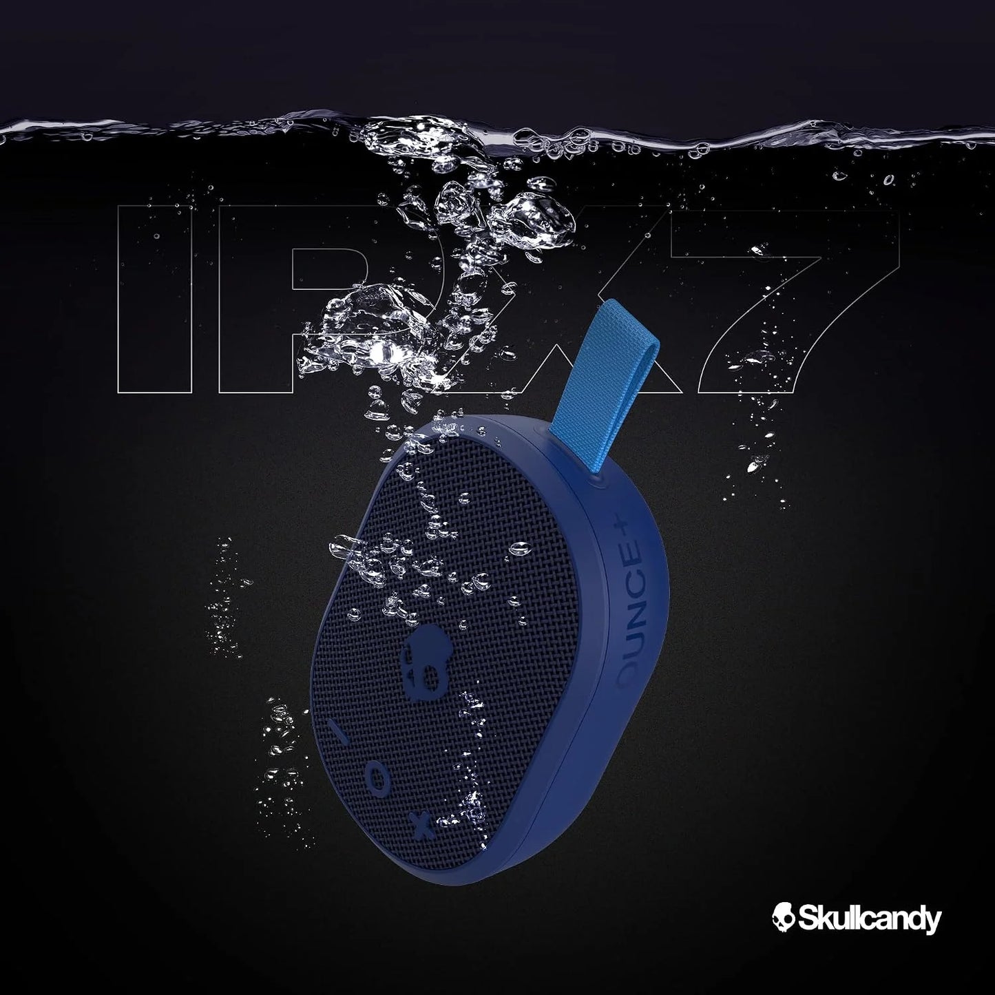 Skullcandy Ounce+ Wireless Bluetooth Speaker - IPX7 Waterproof Mini Portable Speaker with 16 Hour Battery, True Wireless Stereo, and Ballistic Nylon Carry Strap (Navy)