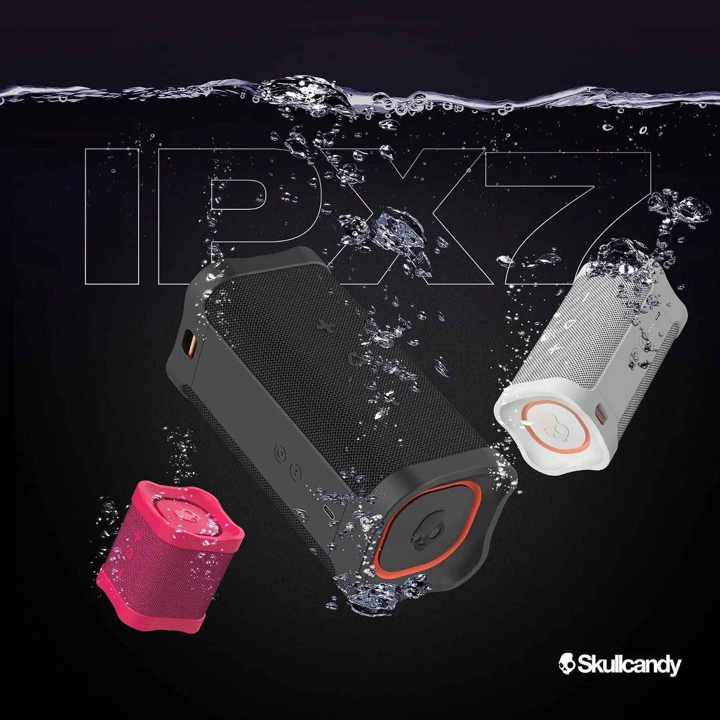 Lifeworks Skullcandy Terrain Wireless Bluetooth Speaker - IPX7 Waterproof Portable Speaker with Dual Custom Passive Radiators, 14 Hour Battery, Nylon Wrist Wrap, & True Wireless Stereo