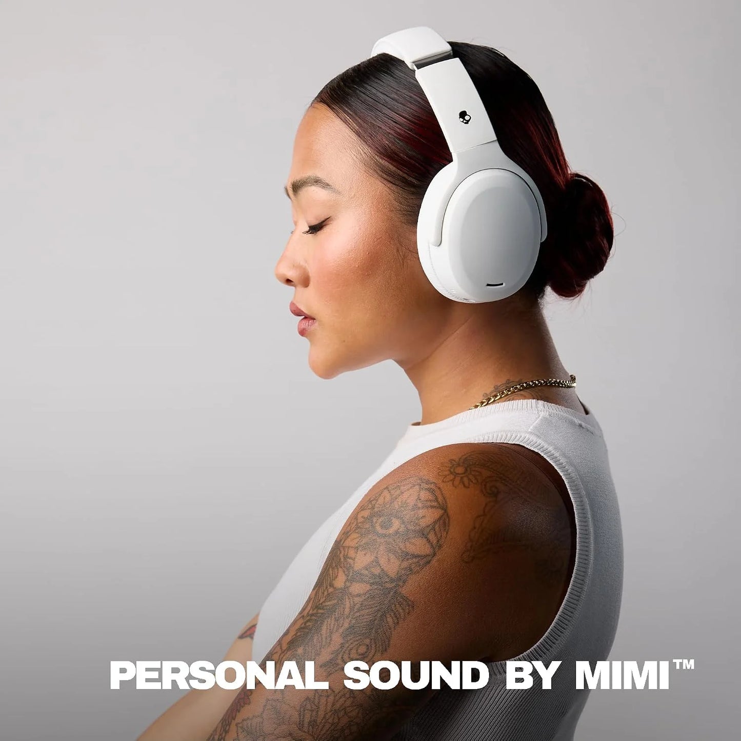 Skullcandy Crusher ANC 2 Wireless Over-Ear Bluetooth Headphones with Extra USB-C Charging Cable, Multi-Sensory Bass, Active Noise Cancelling, 60 Hours Battery, Microphone iPhone Android - Bone