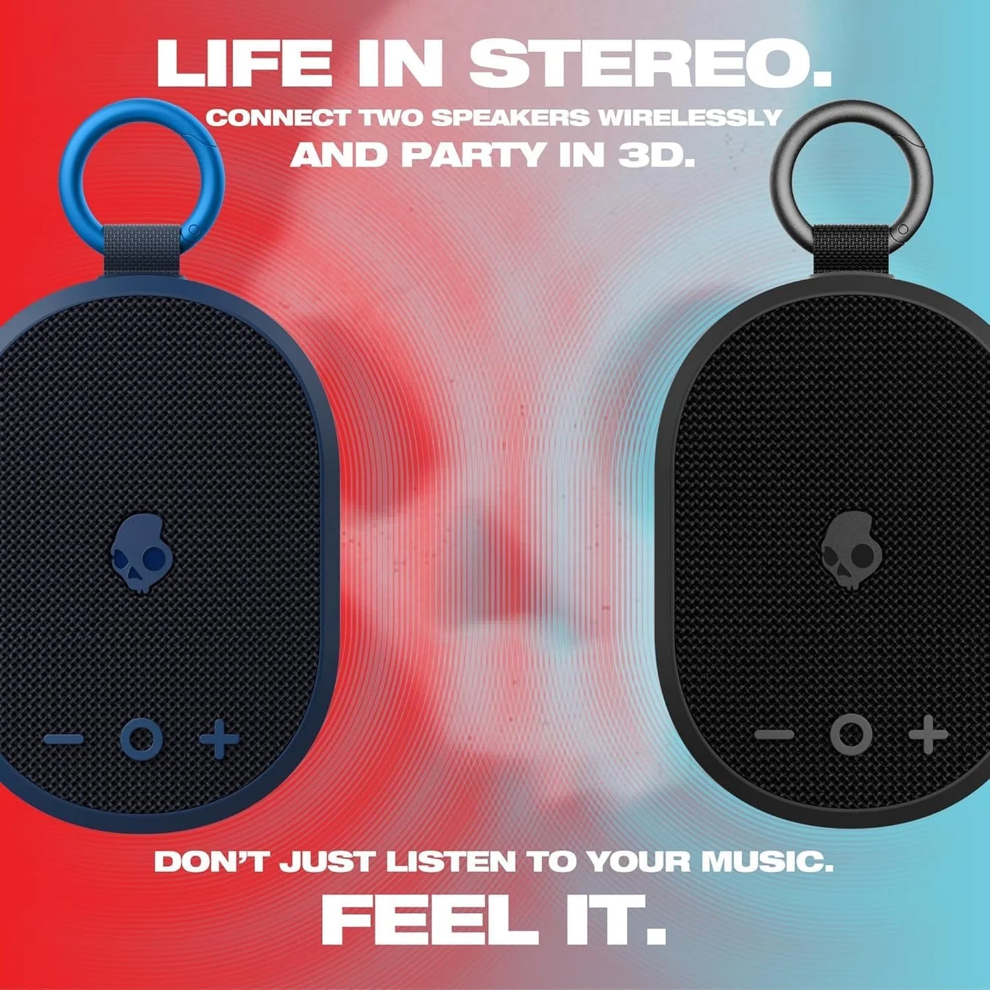 Skullcandy XT Wireless Bluetooth Speaker - IPX7 Waterproof Portable Speaker with Dual Custom Passive Radiators, Nylon Wrist Wrap, & True Wireless Stereo (Kilo XT, Black)