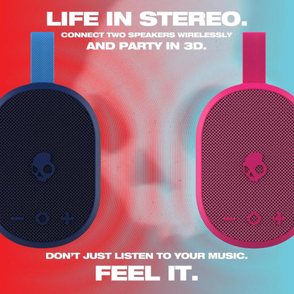 Skullcandy Ounce+ Wireless Bluetooth Speaker - IPX7 Waterproof Mini Portable Speaker with 16 Hour Battery, True Wireless Stereo, and Ballistic Nylon Carry Strap (Navy)