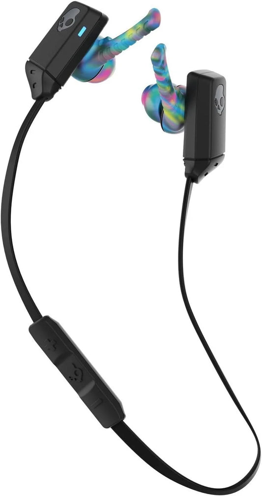 Skullcandy XTFree Bluetooth Wireless Sweat-Resistant Earbud with Microphone, Lightweight and Secure Fit, 6-Hour Rechargeable Battery, Pureclean Tech to Keep Earbuds Fresh, Black/Swirl