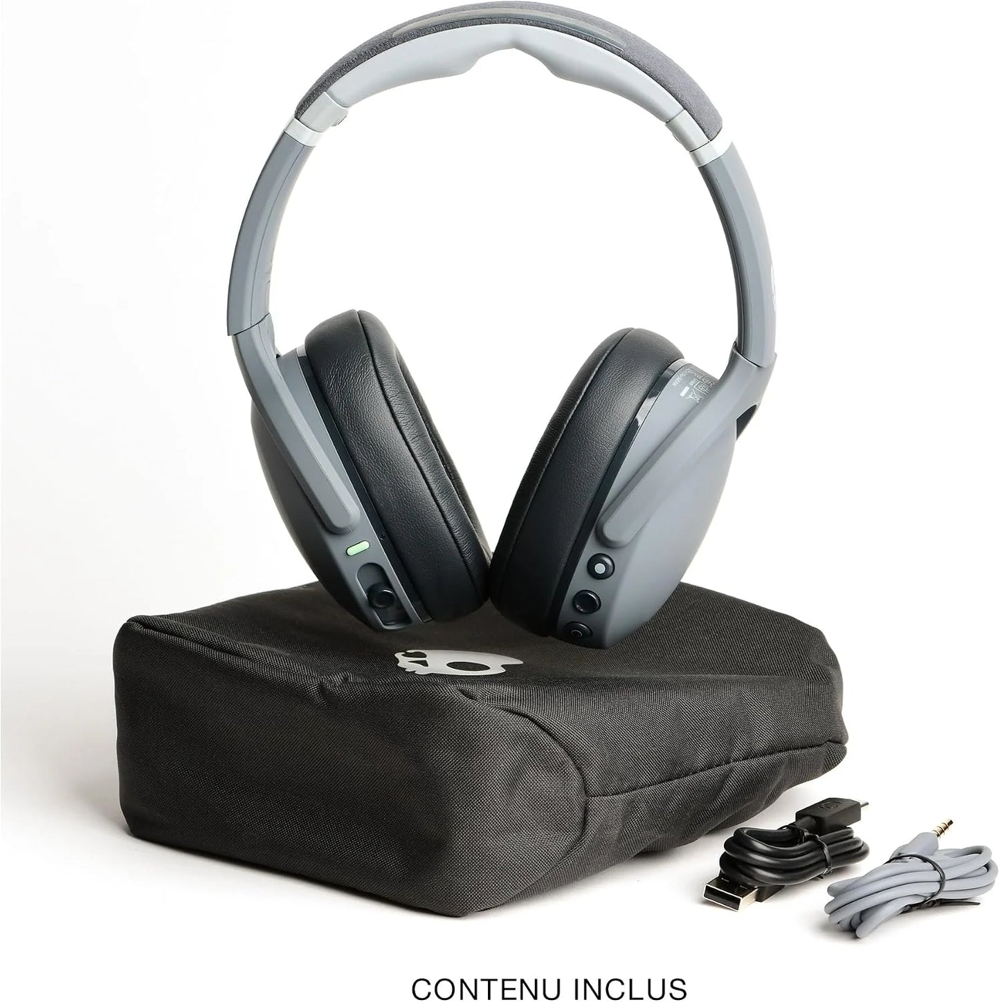 Skullcandy Crusher Evo Wireless Bluetooth Headphones with Extra USB-C Charging Cable, Multi-Sensory Bass, Noise Isolating Over-Ear Fit, 40 Hours Battery, Microphone for iPhone Android - Chill Grey