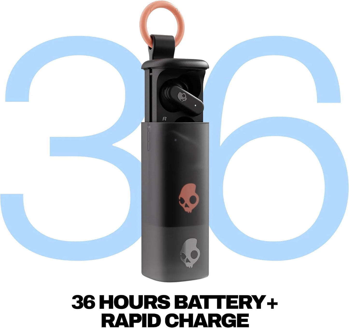 Skullcandy Dime Evo Wireless Earbuds with Clip-Anywhere Case - True Black