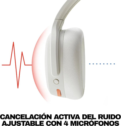 Skullcandy Crusher ANC 2 Wireless Over-Ear Bluetooth Headphones with Extra USB-C Charging Cable, Multi-Sensory Bass, Active Noise Cancelling, 60 Hours Battery, Microphone iPhone Android - Bone