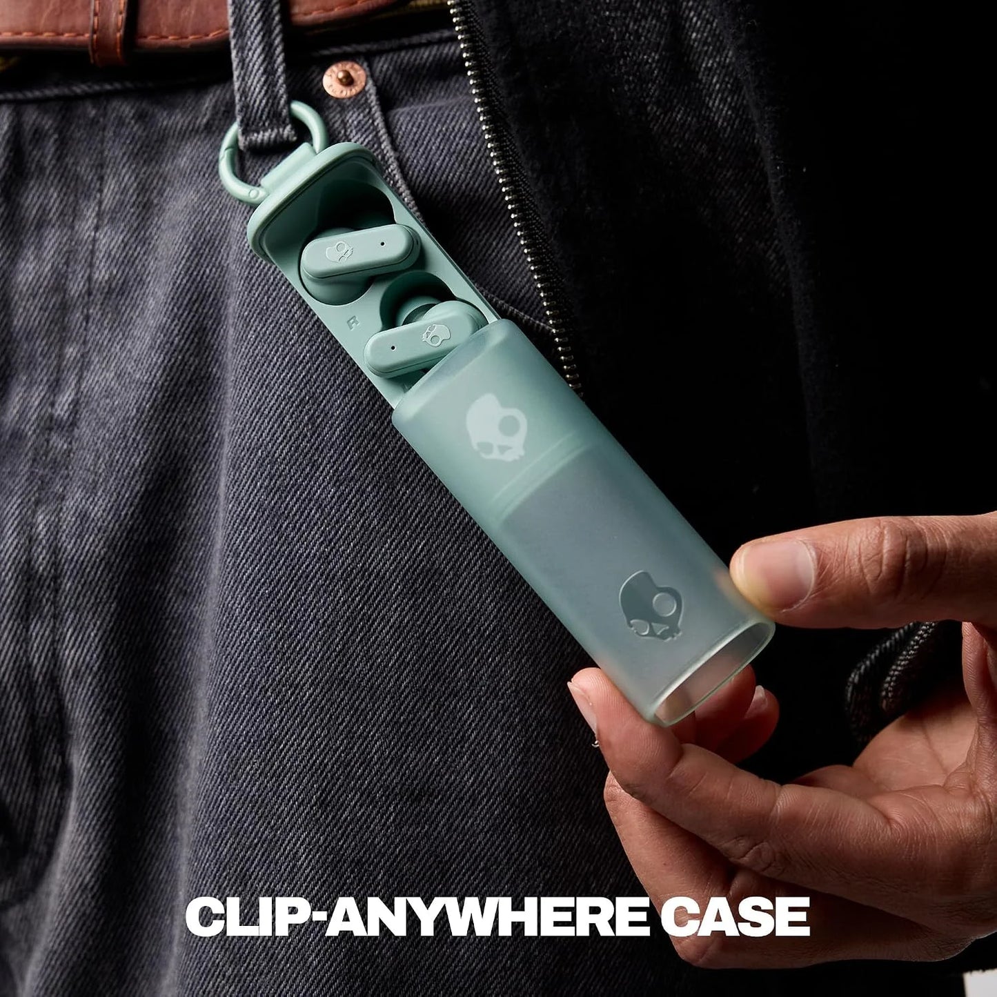 Skullcandy Dime Evo Wireless Earbuds with Clip-Anywhere Case - Preppy Sage