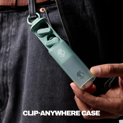 Skullcandy Dime Evo Wireless Earbuds with Clip-Anywhere Case - Preppy Sage