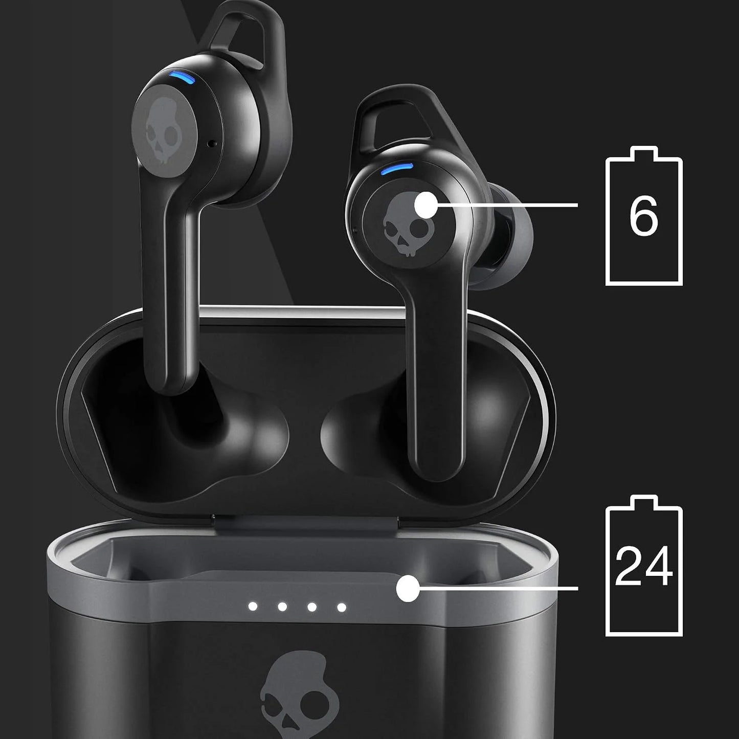Skullcandy Indy Evo in-Ear Wireless Earbuds, 30 Hr Battery, Microphone, Works with iPhone Android and Bluetooth Devices - Black