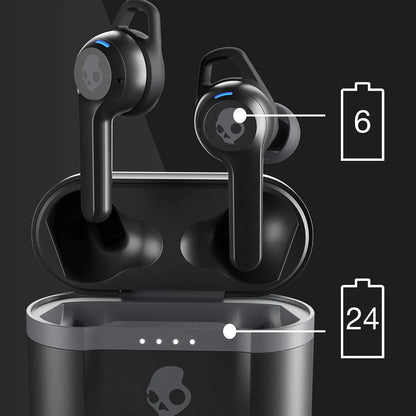 Skullcandy Indy Evo in-Ear Wireless Earbuds, 30 Hr Battery, Microphone, Works with iPhone Android and Bluetooth Devices - Black