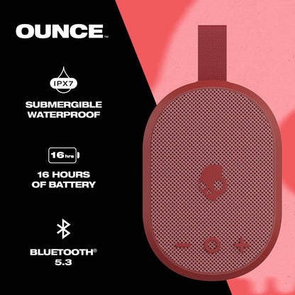 Skullcandy Ounce Wireless Bluetooth Speaker - IPX7 Waterproof Mini Portable Speaker with 16 Hour Battery, Downward Firing Passive Radiator, and Ballistic Nylon Carry Strap